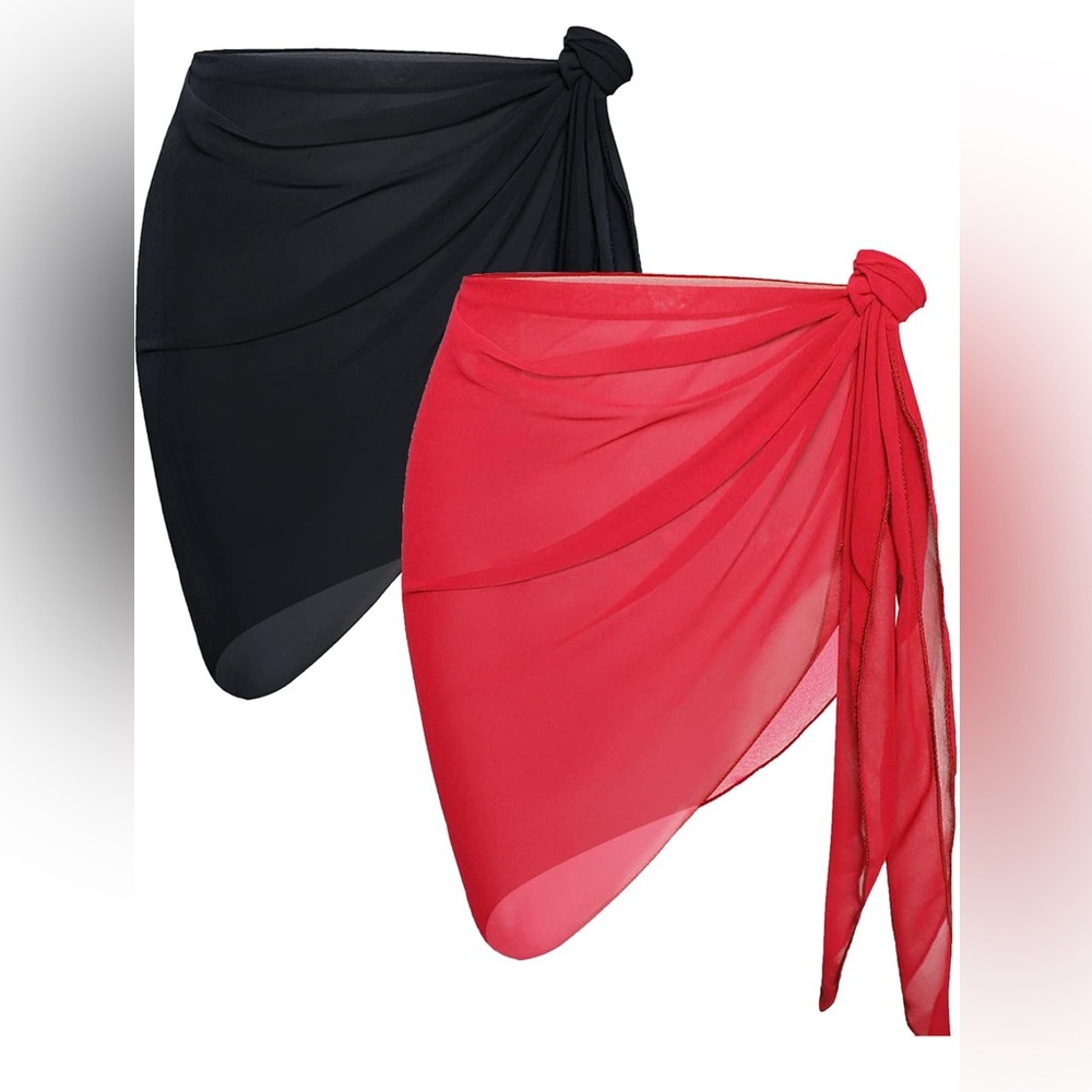 Red and black sarong set bought on Amazon